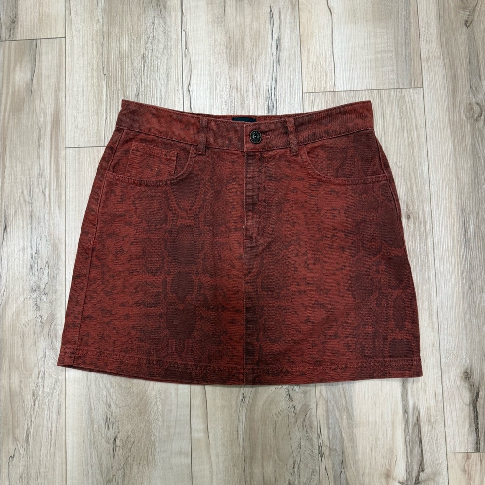 BDG Red Snake Print Mini Skirt